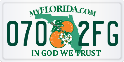 FL license plate 0702FG