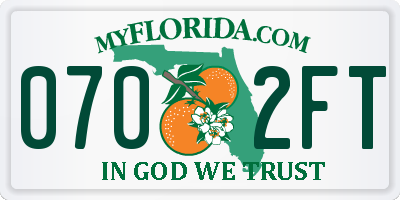 FL license plate 0702FT