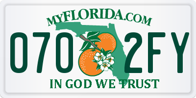 FL license plate 0702FY