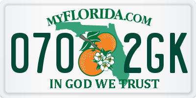 FL license plate 0702GK