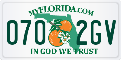 FL license plate 0702GV