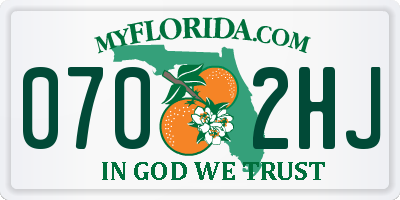FL license plate 0702HJ