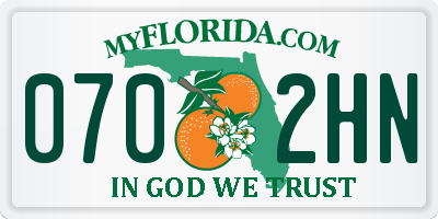 FL license plate 0702HN
