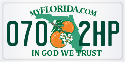 FL license plate 0702HP
