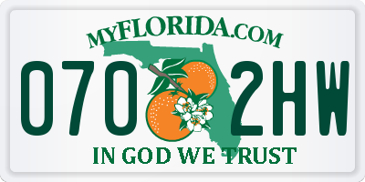 FL license plate 0702HW