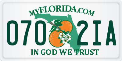 FL license plate 0702IA