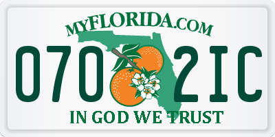 FL license plate 0702IC