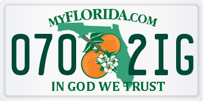 FL license plate 0702IG
