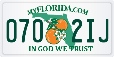 FL license plate 0702IJ