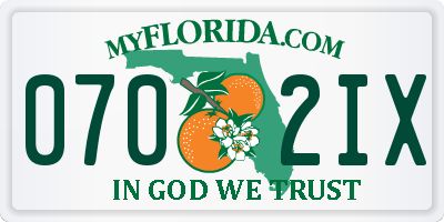 FL license plate 0702IX
