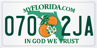 FL license plate 0702JA