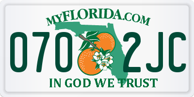 FL license plate 0702JC