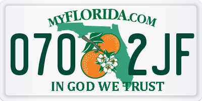 FL license plate 0702JF