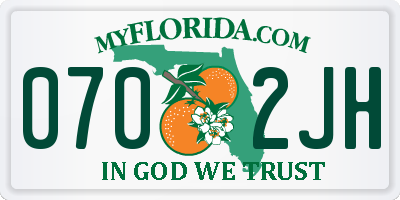 FL license plate 0702JH