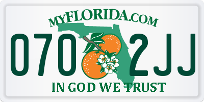 FL license plate 0702JJ