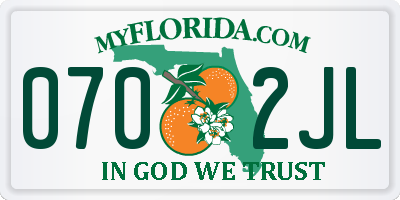 FL license plate 0702JL