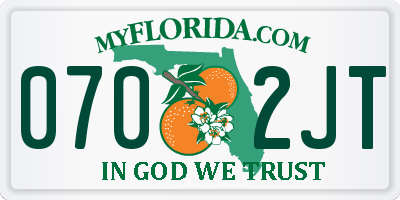 FL license plate 0702JT