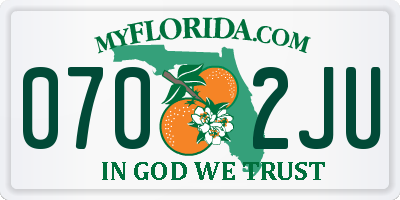 FL license plate 0702JU