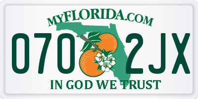 FL license plate 0702JX