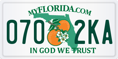 FL license plate 0702KA