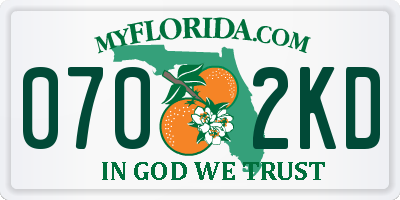 FL license plate 0702KD