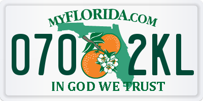 FL license plate 0702KL