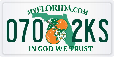 FL license plate 0702KS