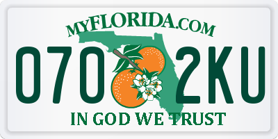 FL license plate 0702KU