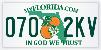 FL license plate 0702KV