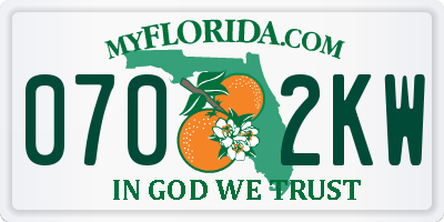 FL license plate 0702KW