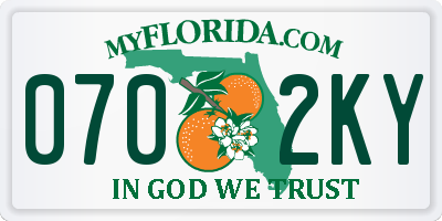 FL license plate 0702KY