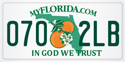 FL license plate 0702LB