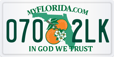 FL license plate 0702LK