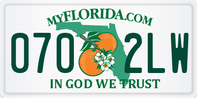 FL license plate 0702LW