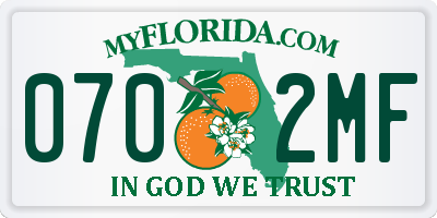 FL license plate 0702MF