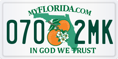FL license plate 0702MK
