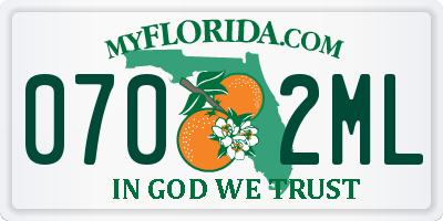 FL license plate 0702ML