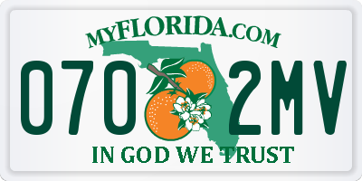 FL license plate 0702MV