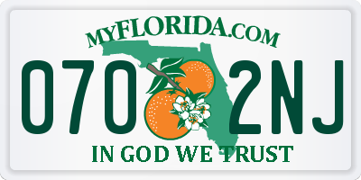 FL license plate 0702NJ