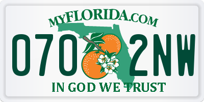 FL license plate 0702NW