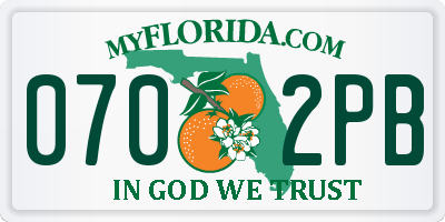 FL license plate 0702PB