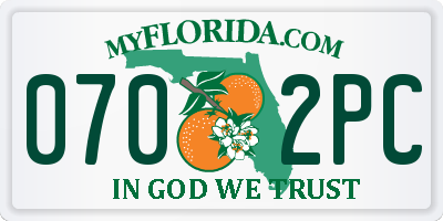 FL license plate 0702PC