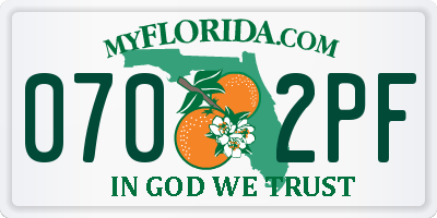 FL license plate 0702PF