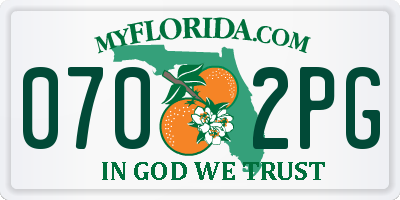 FL license plate 0702PG