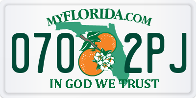 FL license plate 0702PJ
