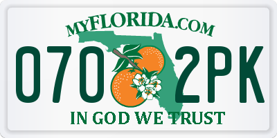 FL license plate 0702PK