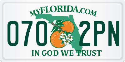 FL license plate 0702PN