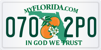 FL license plate 0702PO