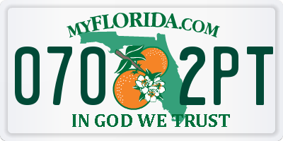 FL license plate 0702PT