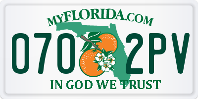FL license plate 0702PV
